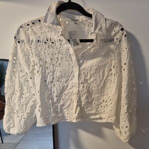 Ultra Pink White Eyelet Blouse